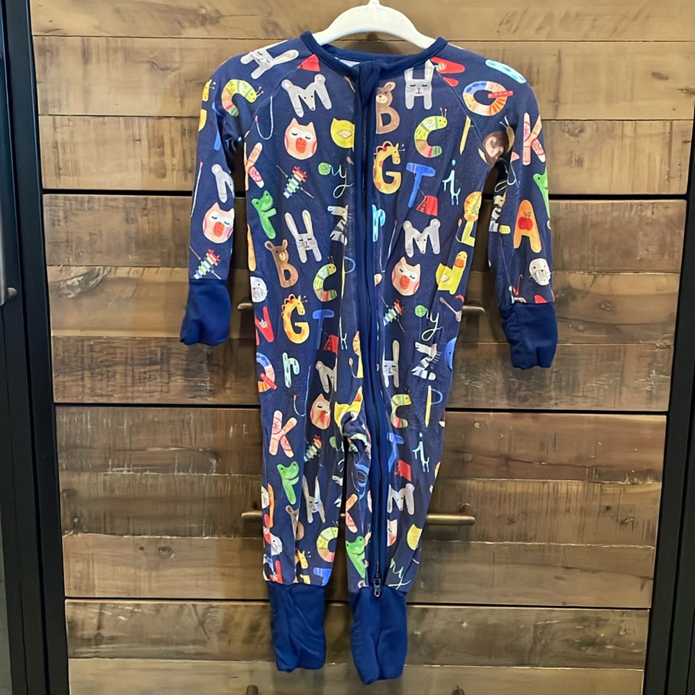 COPY - Little Sleepies Alphabet print zipper onesie. 3-6 months